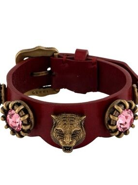 🔥Gucci Crystal & Leather Feline Head Wrap Bracelet full inclusion with COA🔥